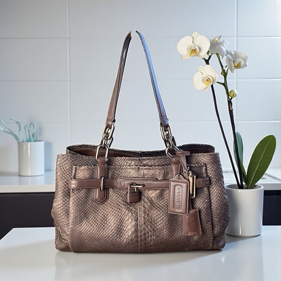 Coach Handbags - Coach Chelsea Jayden Bronze Exotic Metallic Brown Shoulder Bag
